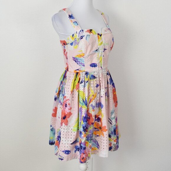 Trina Turk Elin Eyelet Fit and Flare Dress - 6 - Picture 6 of 9